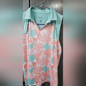 Floral Print Tank Top - Mint and Coral